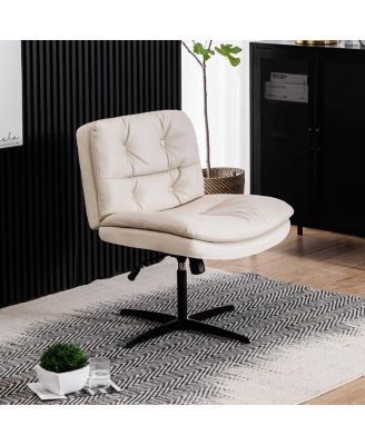 Streamdale Large Size Armless Home Office Desk Chair Vanity Chair No Wheels