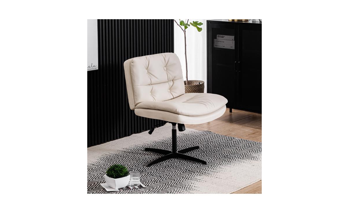 Streamdale Furniture Large Size Armless Home Office Desk Chair Vanity Chair No Wheels