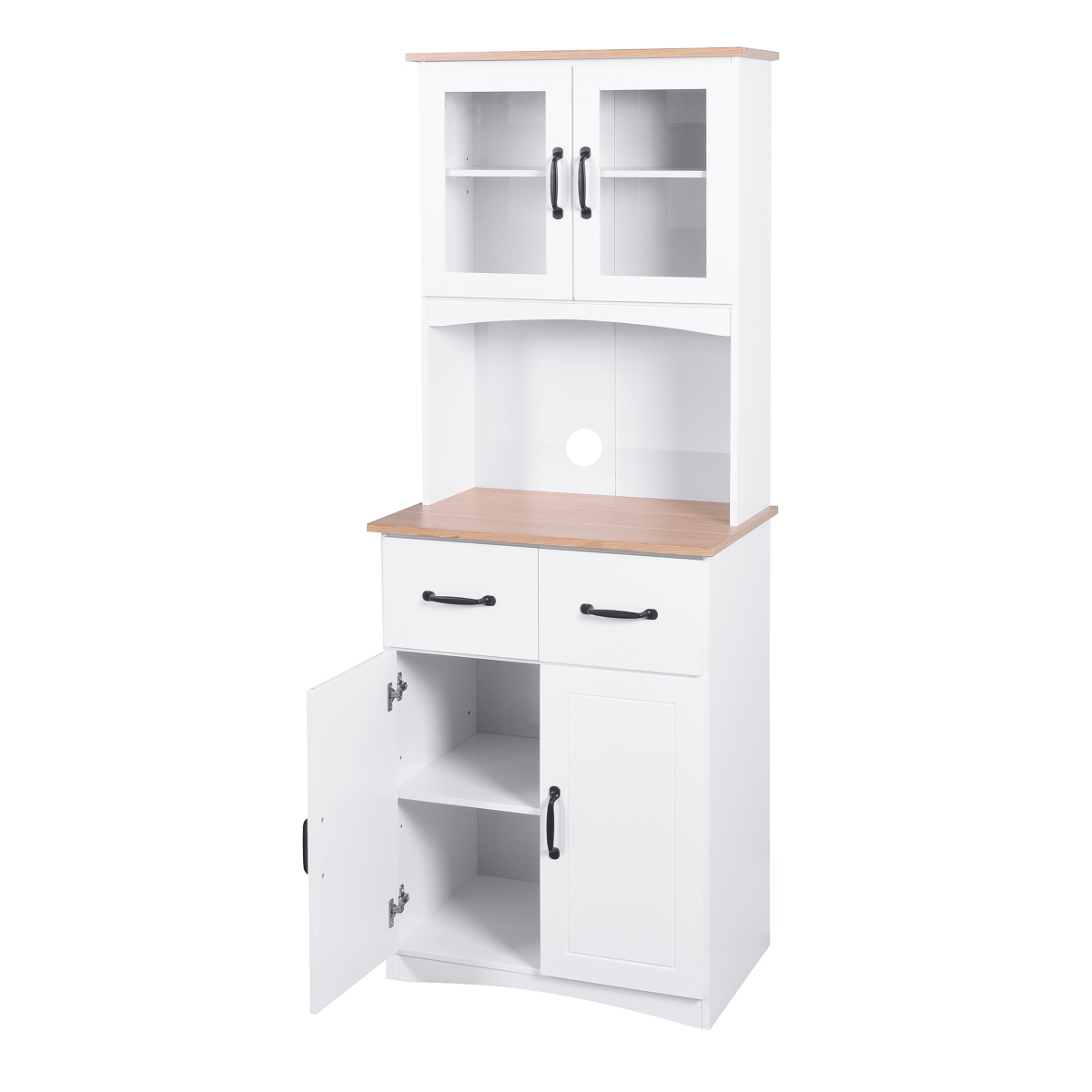 Streamdale FurnitureWooden Kitchen Pantry with Glass Door Storage - White