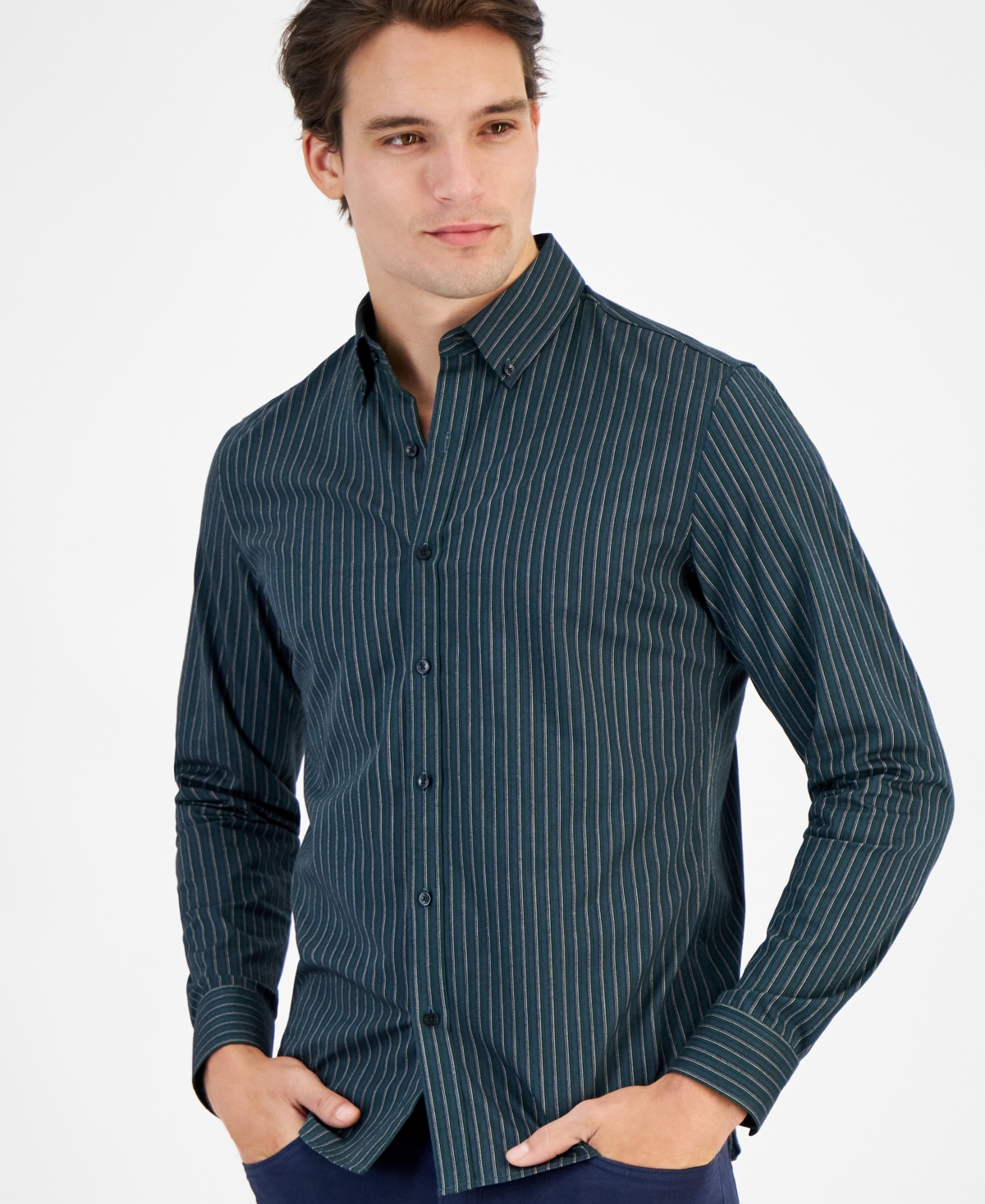 Michael Kors Men's Slim-Fit Stretch Stripe Button-Down Shirt