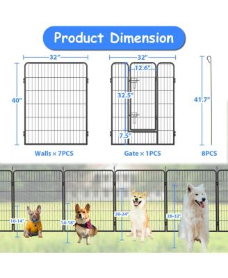Heavy Duty Outdoor Dog Pen for Large Dogs - 8 Panel Metal Kennel