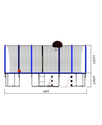 Streamdale 16FT Trampoline w/ Basketball, Ladder, Enclosure & Soccer Goal