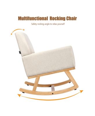 Mid Century Fabric Rocking Chair Upholstered Accent Armchair Lounge Chair Gray