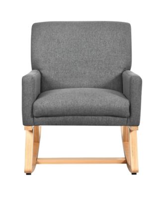 Mid Century Fabric Rocking Chair Upholstered Accent Armchair Lounge Chair Gray