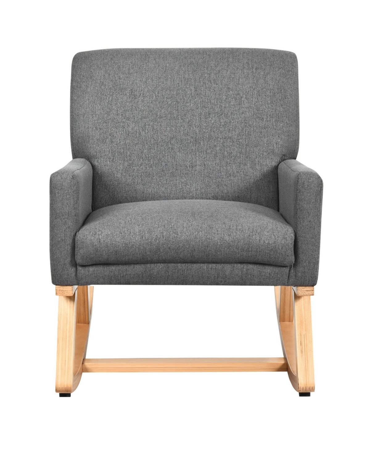 Gymax Mid Century Fabric Rocking Chair Upholstered Accent Armchair Lounge Gray