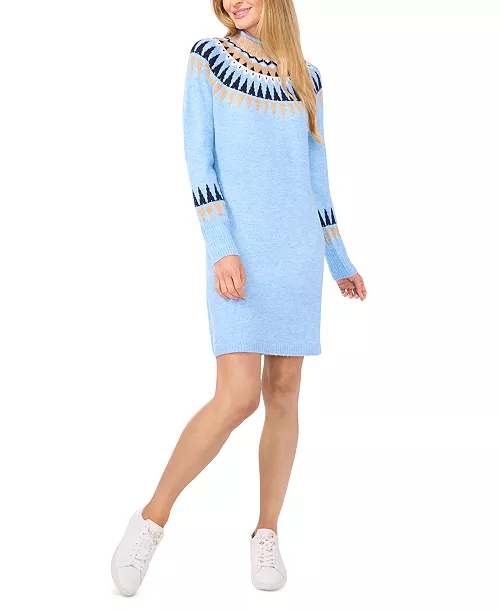 women's fair isle long-sleeve sweater dress