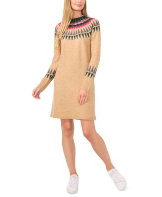 CeCe - Women's Fair Isle Long-Sleeve Sweater Dress