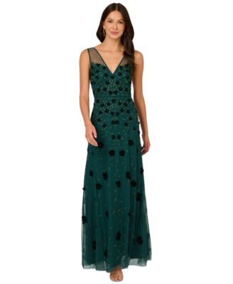 Adrianna Papell - Women's Beaded Floral Gown