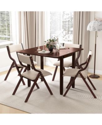 Kitchen Table Set for 2 Expandable Dining Table with 2 Upholstered Folding Chairs