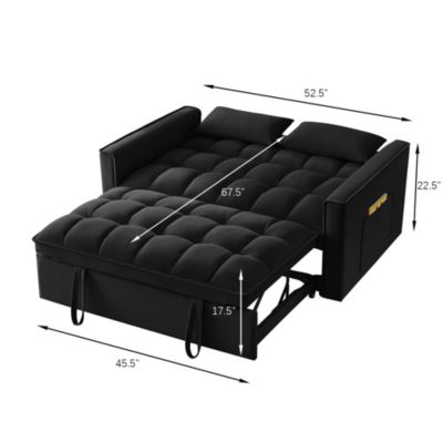 4-in-1 Space-Saving Velvet Loveseat Sofa Bed with Storage