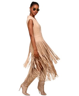 Women's Tiered-Fringe Sleeveless Dress