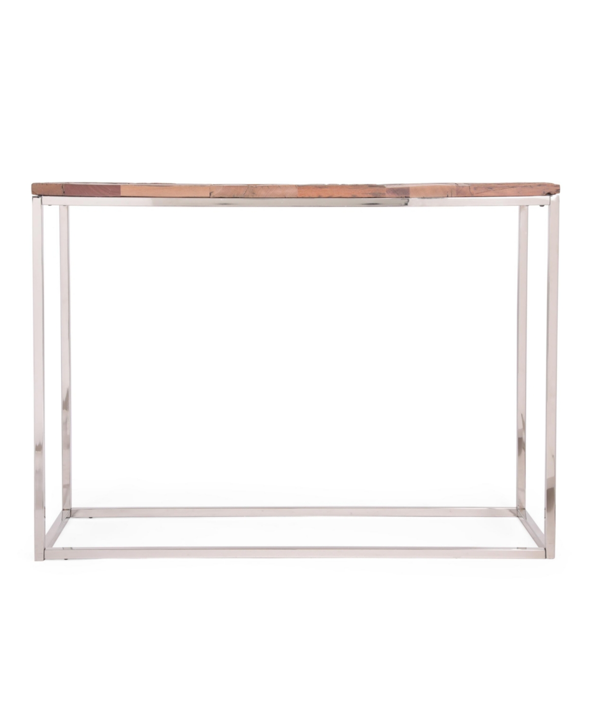 Streamdale Furniture Boho Glam Console Table Handcrafted Recycled Wood & Silver Steel
