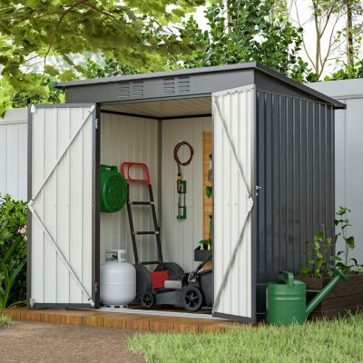 Streamdale Sturdy and Tall 72&amp;#x22; x 48&amp;#x22; x 68&amp;#x22; Black Shed with Double Hinged Door