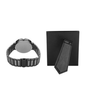 Men's Two-Tone Metal Alloy Bracelet Analog Watch 42mm Gift Set
