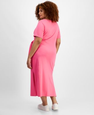On 34th Trendy Plus Size Side-Tie Knit Midi Dress, Created for Macy's