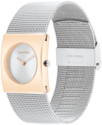 Women's Pulse Rose Gold-Tone Stainless Steel Mesh Watch 26.40mm