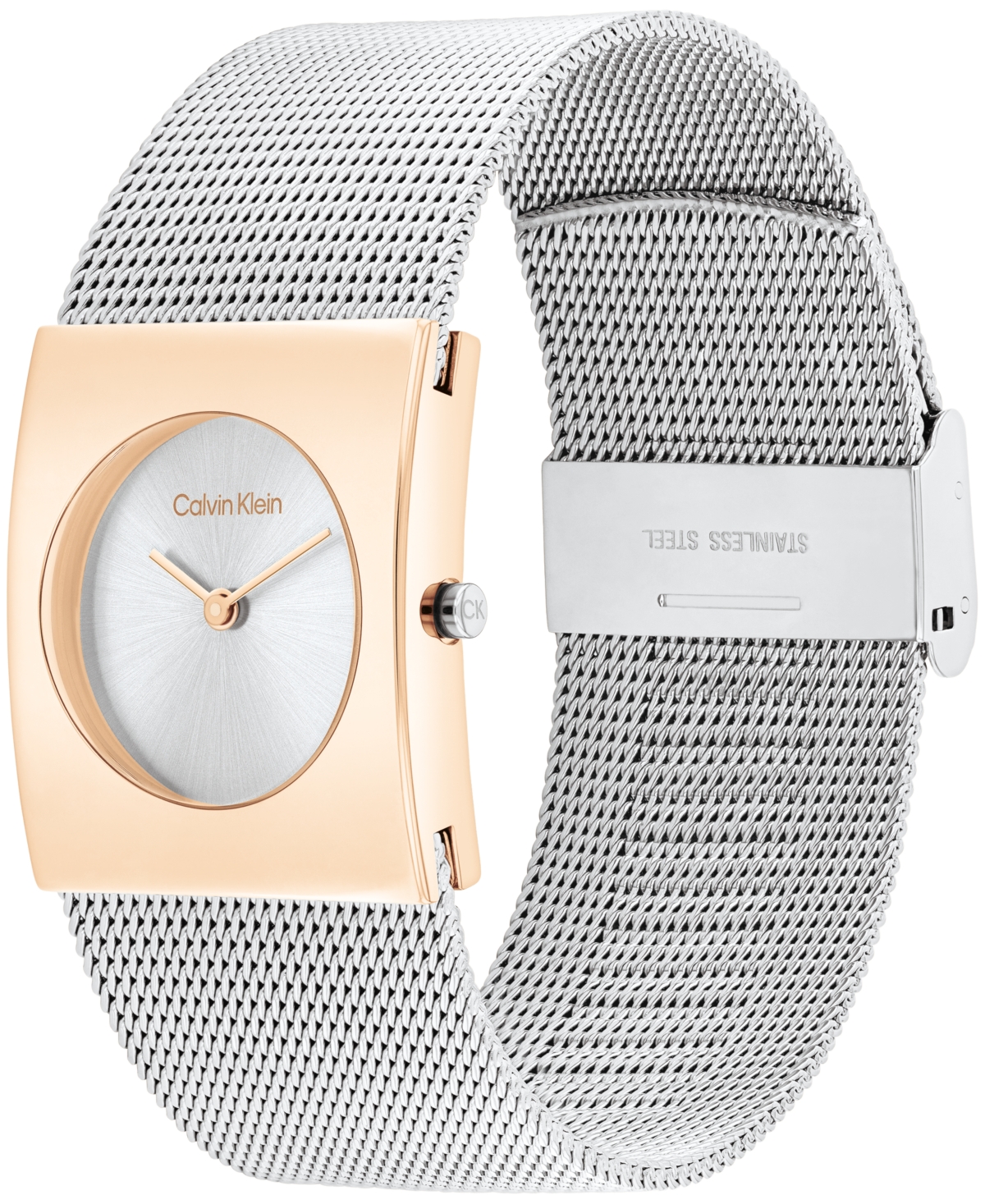 Calvin Klein Women's Pulse Rose Gold-tone Stainless Steel Mesh Watch 26.40mm In Rose Gold