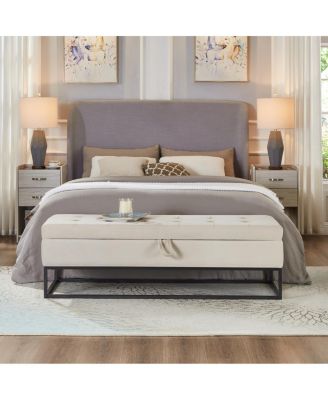 Streamdale 58.6" Bed Bench Metal Base With Storage Velvet