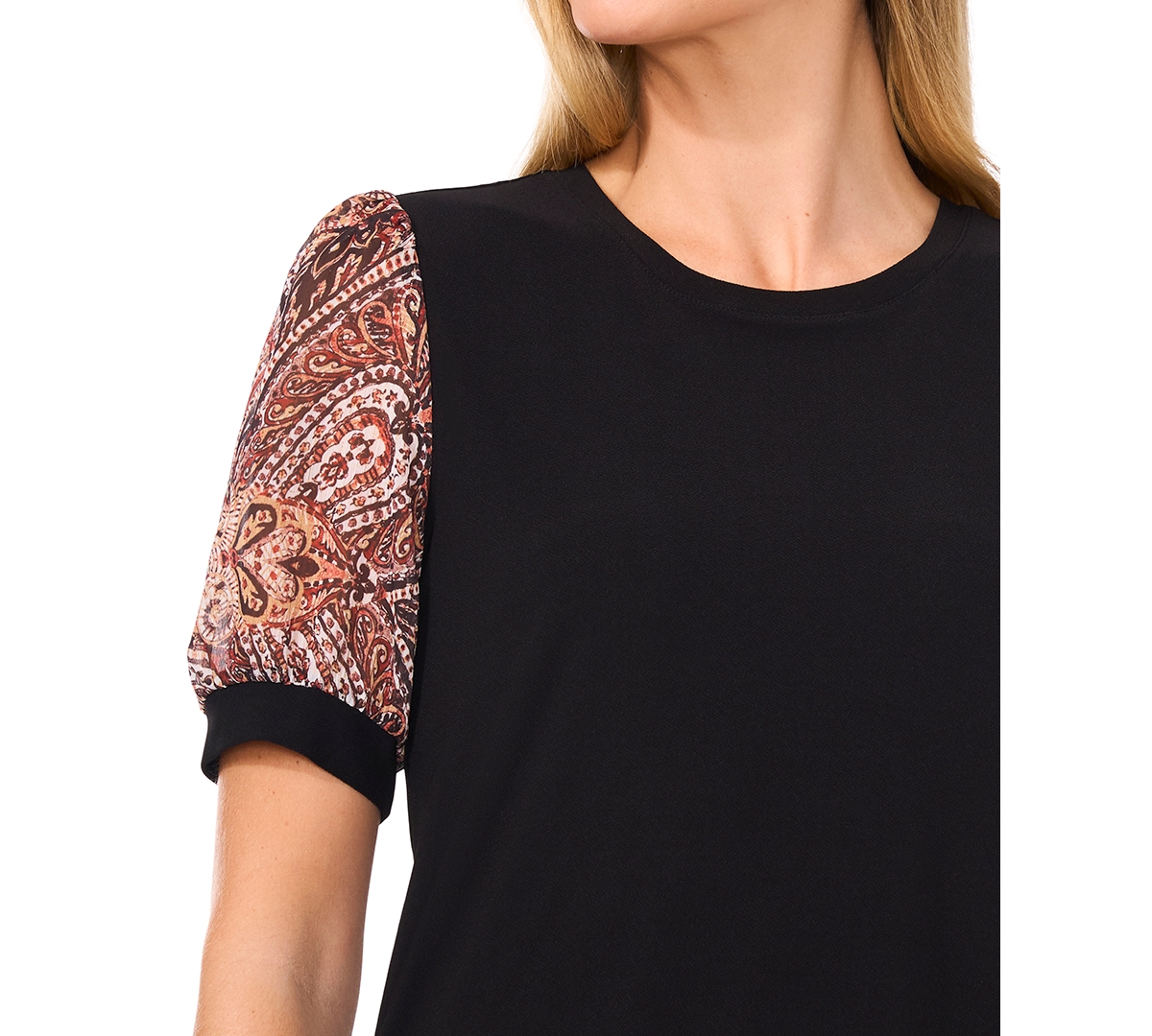 CeCe Women's Printed Puff-Sleeve Blouse