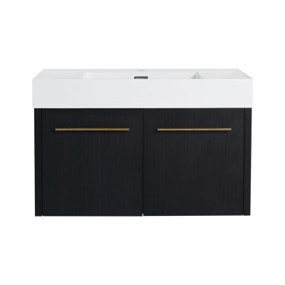 Modern Ergonomic Bathroom Vanity with Soft-Closing Doors and Durable Resin Sink