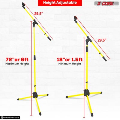 Microphone Stand 4 Pcs Floor Height Adjustable w Telescoping Boom Arm