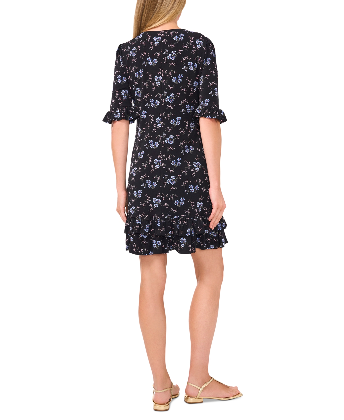 CeCe Women's V-Neck Ruffle-Trim Shift Dress