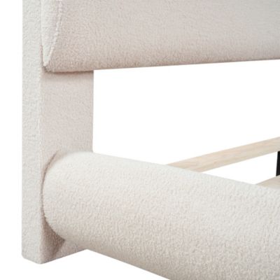 Thick fabric full size platform bed with stylish design