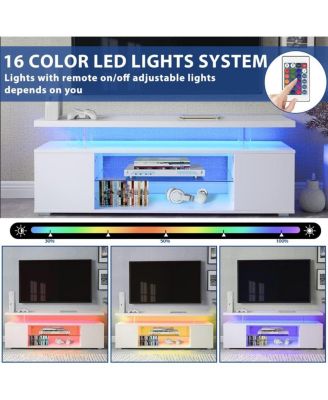 TV Stand for 60 Inch TV Entertainment Center with Side Cabinet (White)