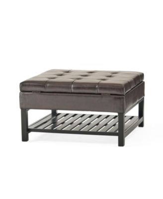 Finn Bonded Leather Ottoman With Storage And Rack