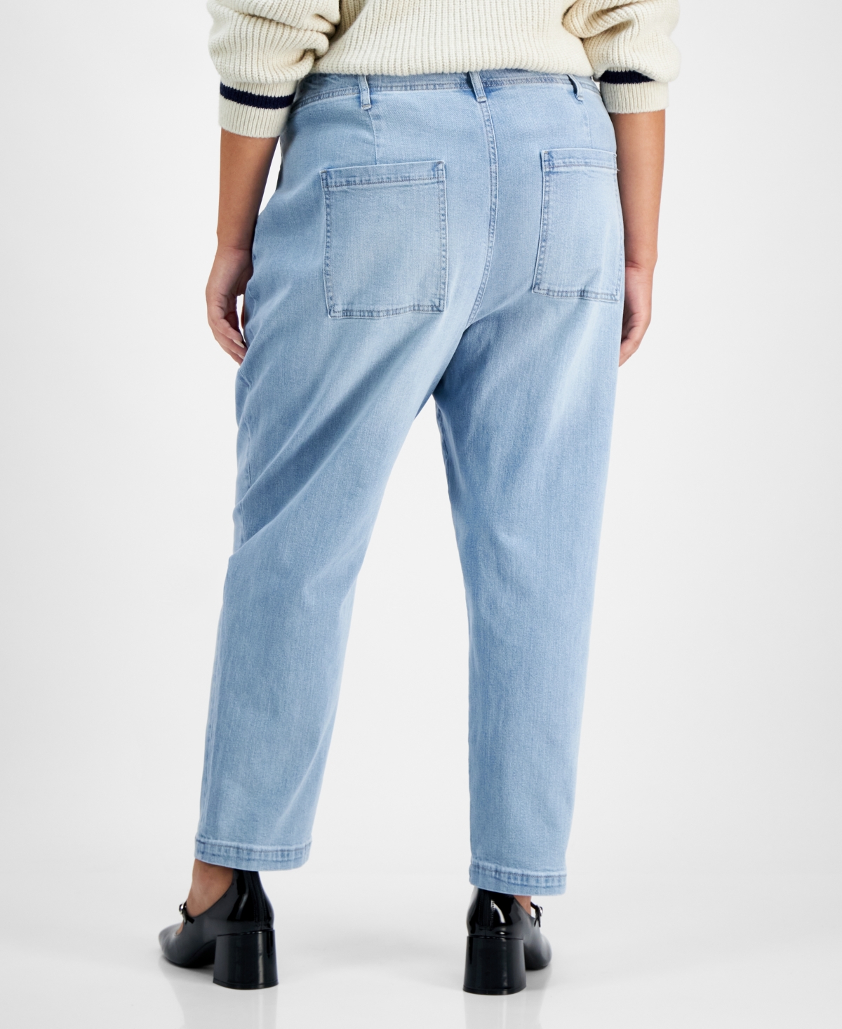 On 34th Trendy Plus Size High-Rise Tapered-Leg Light-Wash Jeans, Created for Macy's