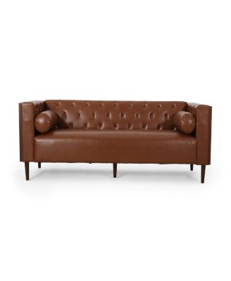 Contemporary Tufted 3-Seater Sofa With Wood Accents