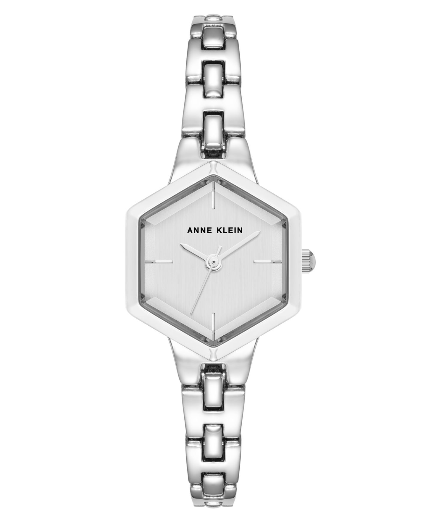 Женские часы Anne Klein Quartz Petite Hexagonal Silver-Tone Alloy Metal Bracelet Watch, 21mm, цвет: Серебряный — фото 1
