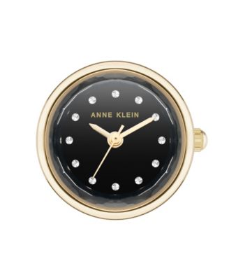 Women's Quartz Faceted Crystal Gold-Tone Alloy Metal Ring Watch, 20mm