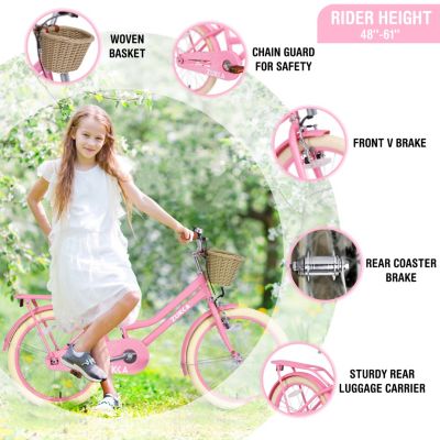 Streamdale 20" Girls Bike with Basket for 7-10 Year Olds