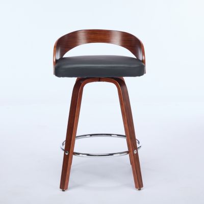  Walnut Finish Mid-Century Modern Bar Stools (Set of 2)