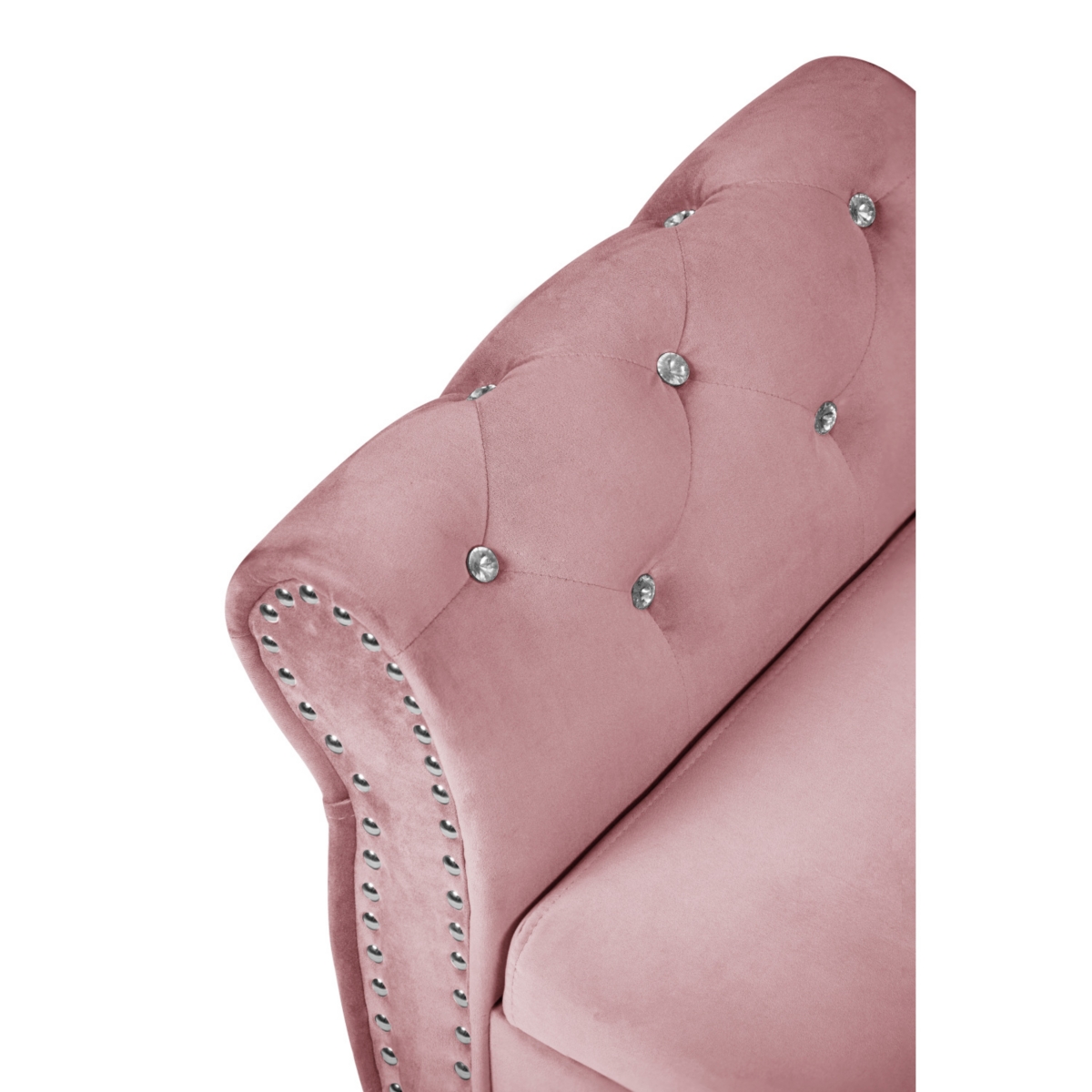 Streamdale Furniture Velvet Storage Ottoman Bench with Crystal Buckle, Solid Wood Legs, Pillow