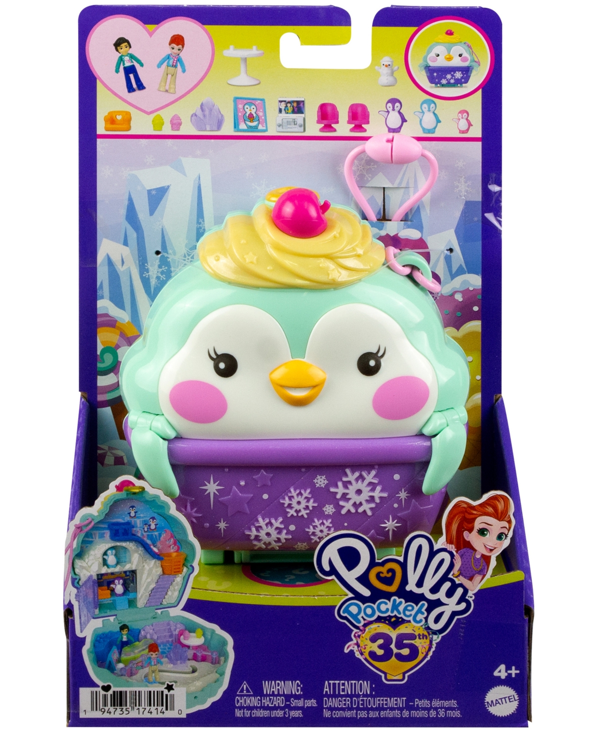 Polly Pocket Dolls and Playset, Travel Toys, Snow Sweet Penguin Compact - Multi-Color