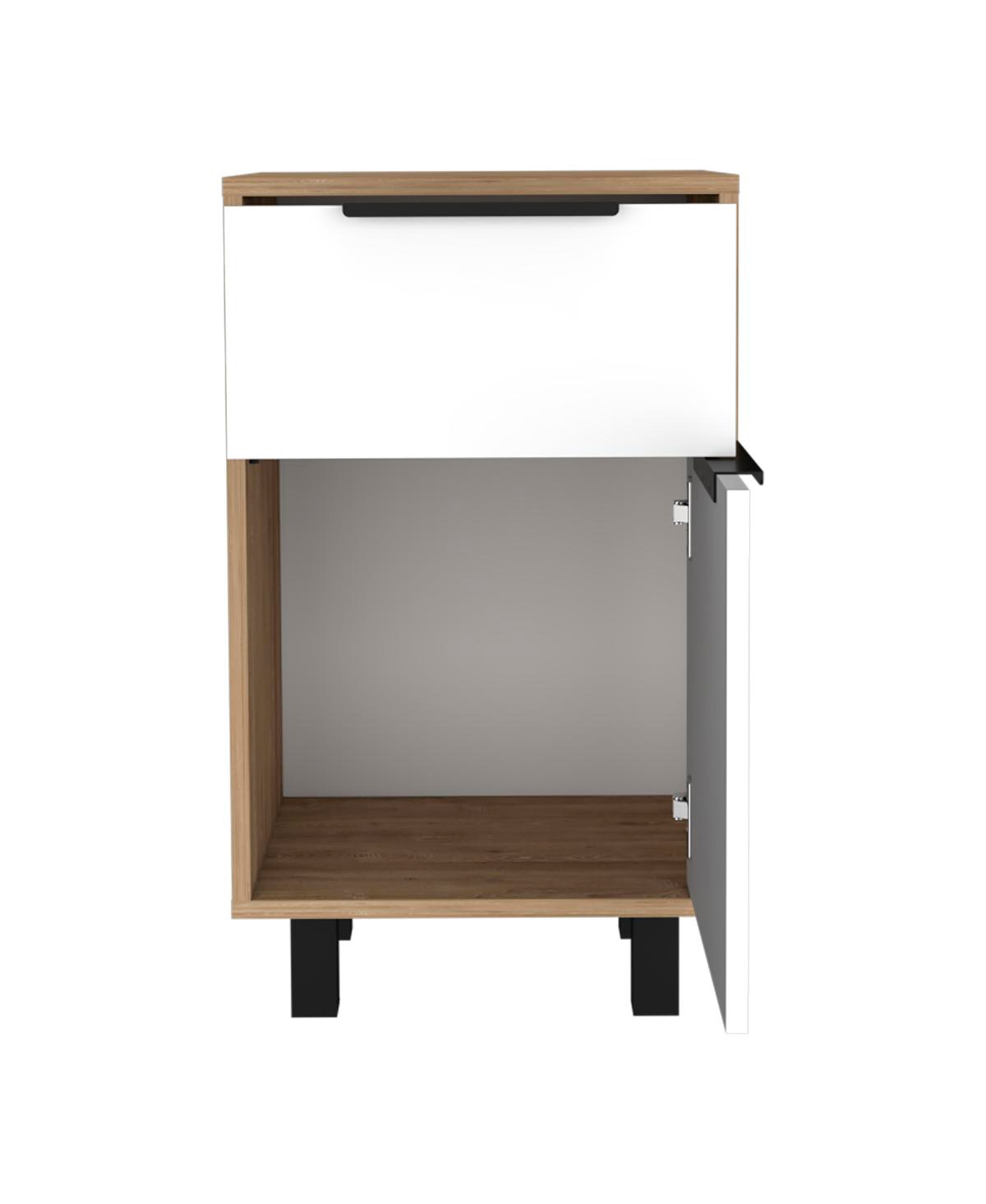 Streamdale Furniture Nightstand Maryland Z, One Drawer, One Cabinet, PineFinish - White