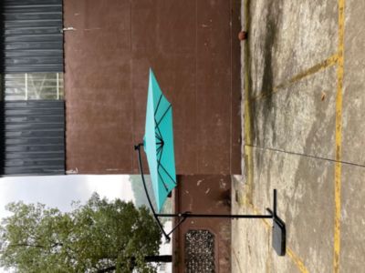 Solar Powered LED Patio Umbrella, 8 Ribs, Crank and Cross Base