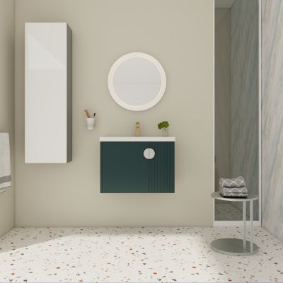 + 1 Pc. + Ceramic + Soft-Close Doors + Wall-Mounted Vanity