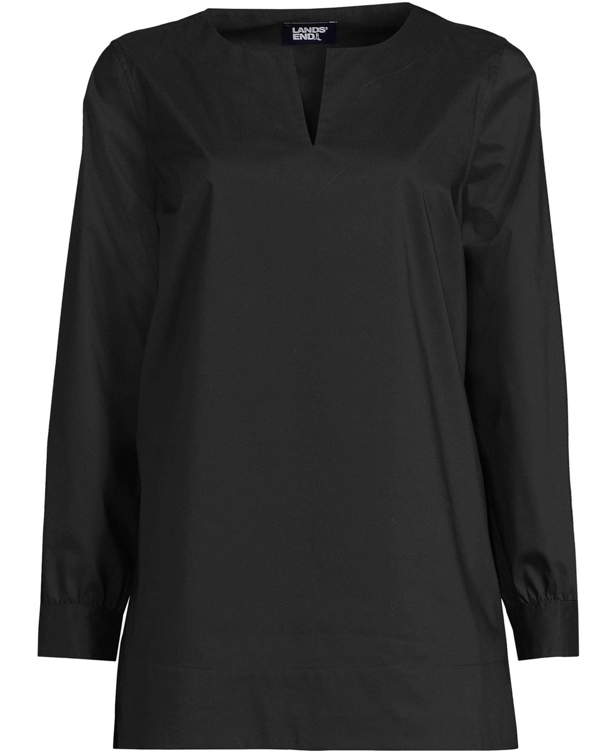 Lands' End Women's Stretch Broadcloth Long Sleeve Split Neck Tunic