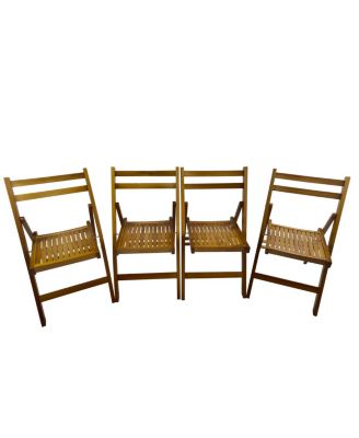 Folding Slatted Event Chair, Set of 4