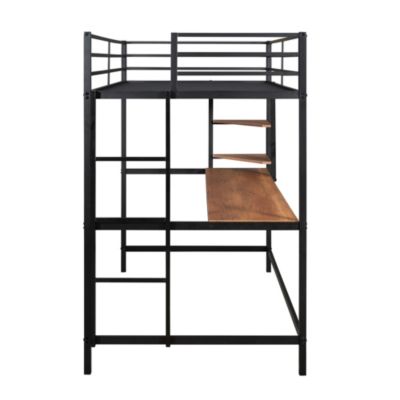 Twin Metal Loft Bed With Desk And Shelf bed Frames