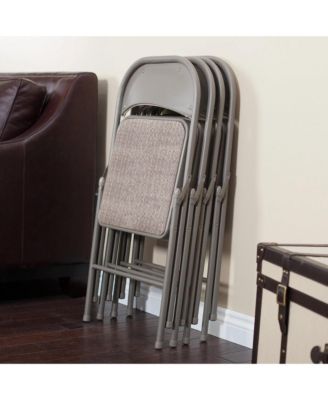 Sudden Comfort Deluxe Metal Fabric Padded Folding Chair Set, Gray (4 Pack)