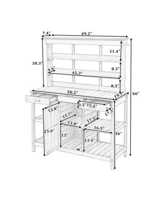 Large Outdoor Wooden Potting Bench Table with Storage Options