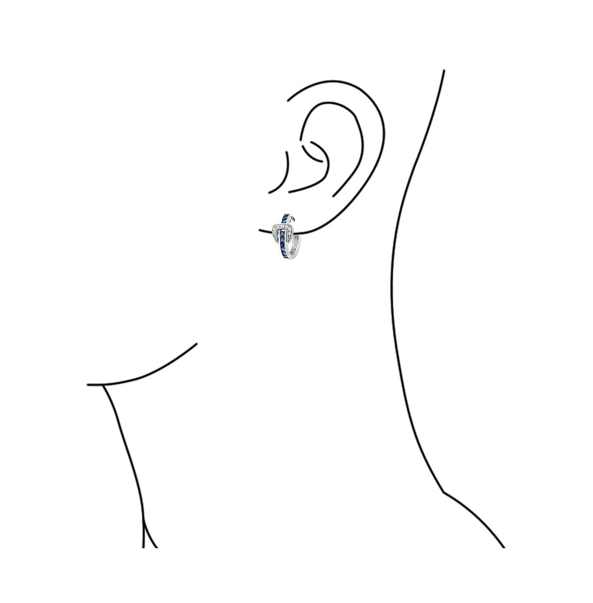 Bling Jewelry Channel Set Cubic Zirconia RoyalBlue Cz Round Belt Buckle Hoop Earrings For Women Sterling Silver .75 Diameter - Blue