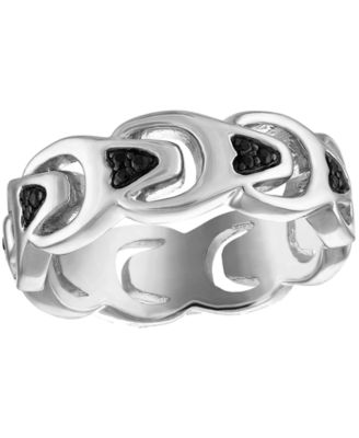Marc Anthony Men's Black Diamond Chain Link Motif Ring (1/5 ct. t.w.) in Sterling Silver-Plate, BVR1023-WSAA
