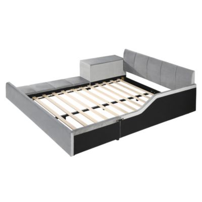 Upholstered Mother & Child Bed Set with Desk & Stool