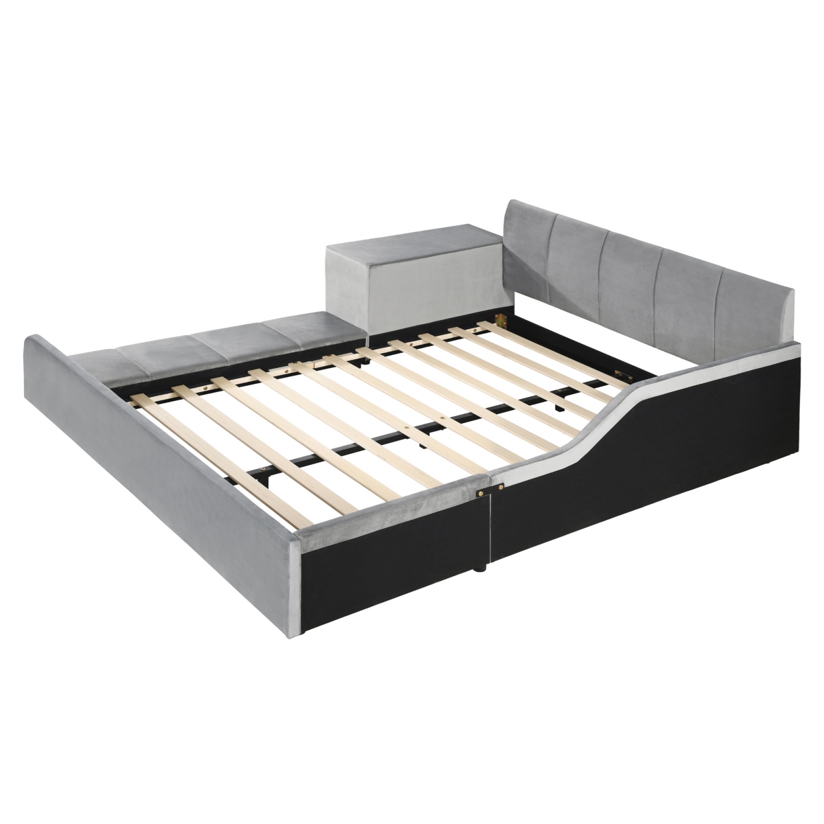 Velvet Upholstered Grounded Bed Set