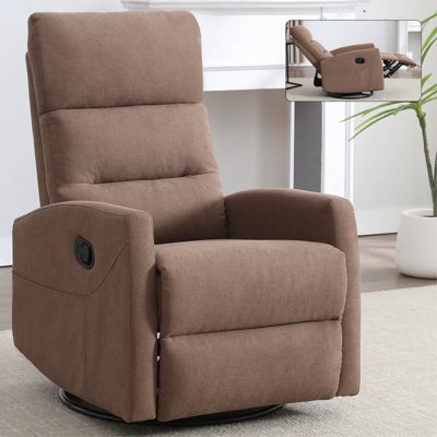 Manual Recliner Chair with Rocker and Swivel in Fabric, Upholstered Accent Chair for Living Room